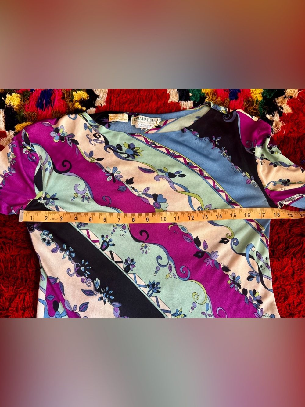 60s Vintage Stretch Silk Pucci Mini Dress Sz M - Picture 9 of 14